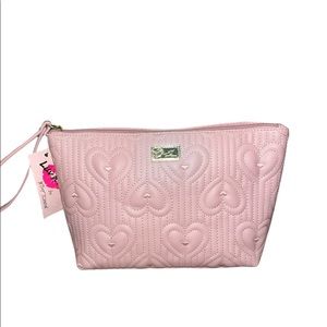 Betsey Johnson top zip cosmetic bag with wristlet